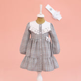 Lilax Kız Ekose Desenli Elbise ( 09 - 24 Ay )