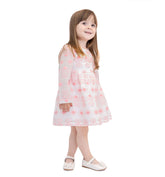 Lilax Lız Çocuk Boydan Düğmeli Nakış İşlemeli Pamuklu Elbise (2-5) Yaş