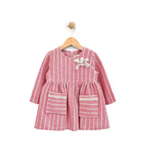 Lilax Kız Bebek 2 Cepli Çizgi Detaylı Carla Elbise (09-24) AY