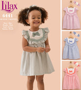 Lilax Kız Bebek Çizgili Dokuma Bandanalı Elbise (06-18) Ay