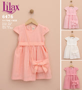 Lilax Kız Bebek Çizgili Kurdelalı Çantalı Elbise (2-5) Yaş