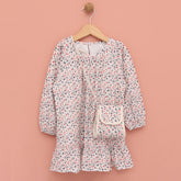 Lilax Kız Çıtır Gül Desenli Elbise (2-5 Yaş )