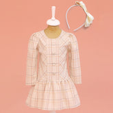 Lilax Kız Taş Detaylı Ekose Elbise (2-5 Yaş )