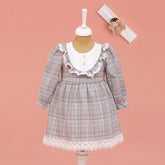 Lilax Kız Ekose Desenli Bandanalı Elbise (06-18 Ay )