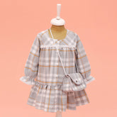 Lilax Kız Ekose Desenli Elbise (2-5 Yaş )