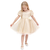 Lilax Kız Çocuk Simli Puantiyeli Tül Elbise (2-5) Yaş