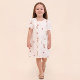 Lilax Çiçek Nakış Detaylı Elbise ( 2-5 Yaş )