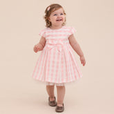 Lilax Pötikare Desenli Kurdele Detaylı Elbise (09-24 Ay)