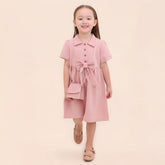 Lilax Kemer Fiyonk Detaylı Elbise ( 2-5 Yaş )