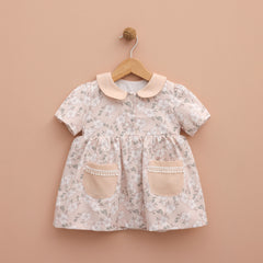 Lilax Baby Girl Beige Tulle Guipure Dress (9-24) Months