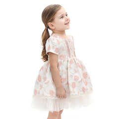 Lilax Girl's Button Detailed Jacquard Dress (2-5) Age