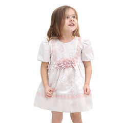 Lilax Girl's Floral Jacquard Lace Embroidery Detailed Dress (2-5) Age